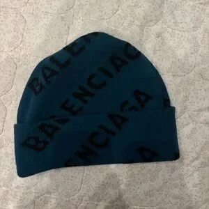 Balenciaga Black and Blue Knit Accessory Balenciaga Blue Logo Jacquard Wool Knit Sweater M Balenciaga  main image 4